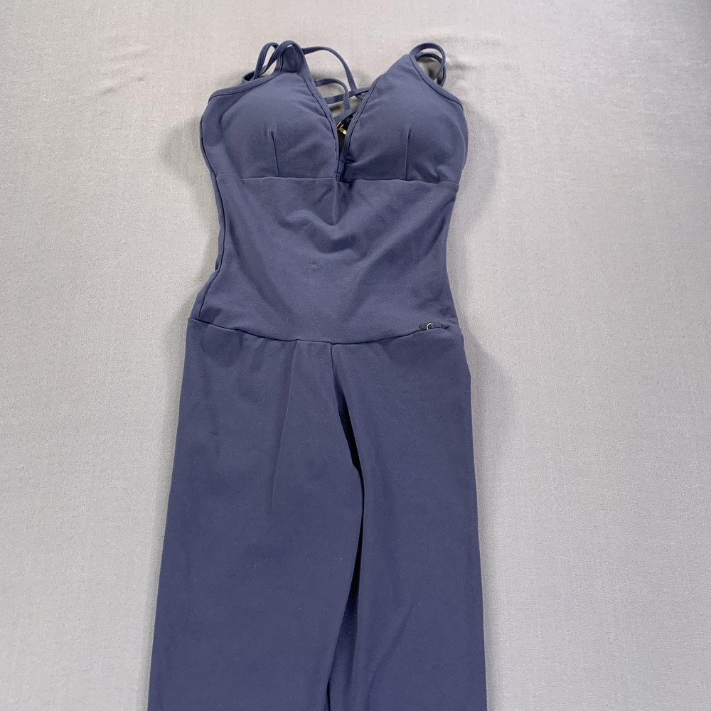 Corpo Agil Jumpsuit Womens MED Navy Blue Padded Strappy Back One Piece Romper